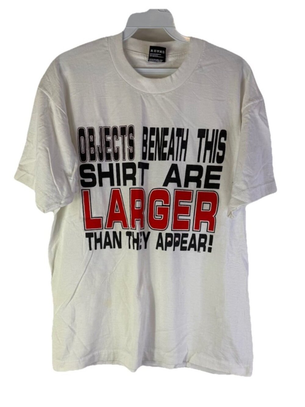 VTG 90s T Shirt Small Objects Beneath This Shirt Are Larger Than They Appear